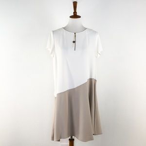 Antonelli Firenze Cream Tan Zip Front Shift Dress